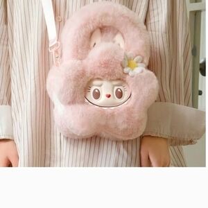 Charming Pink Plush Crossbody Bag